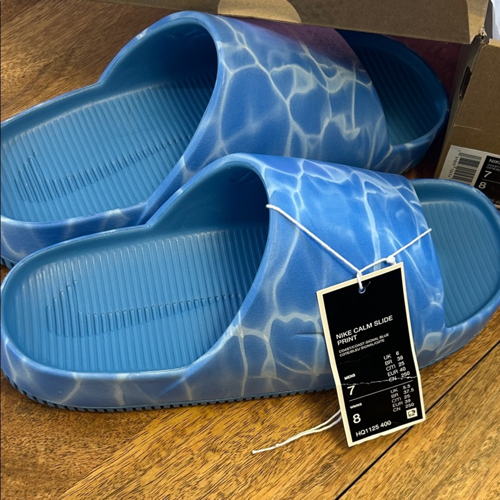 NWT Nike Calm Coast Blue Slide Sandals